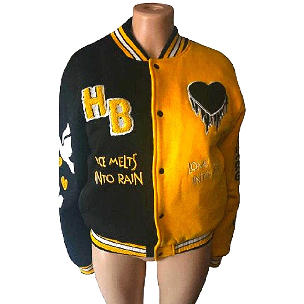 Focus - Heartbreaker Dove Fleece Varsity Jacket - Yellow/Black 2XL